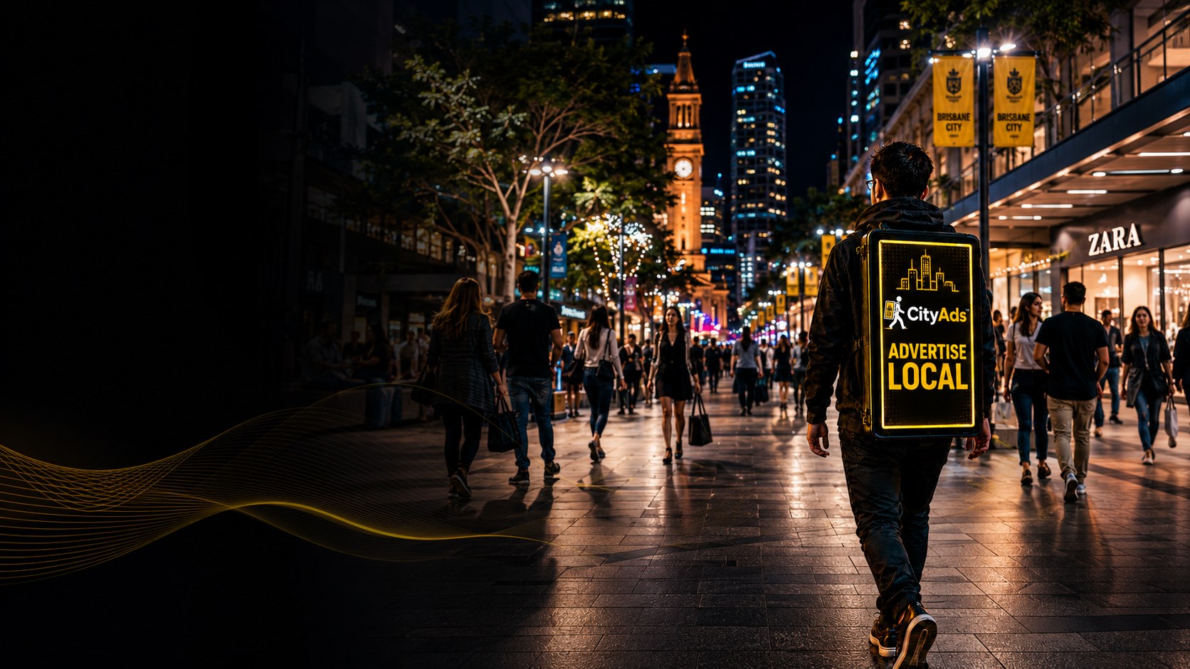 CityAds walking billboard advertising in Brisbane City Mall and Queen Street Mall