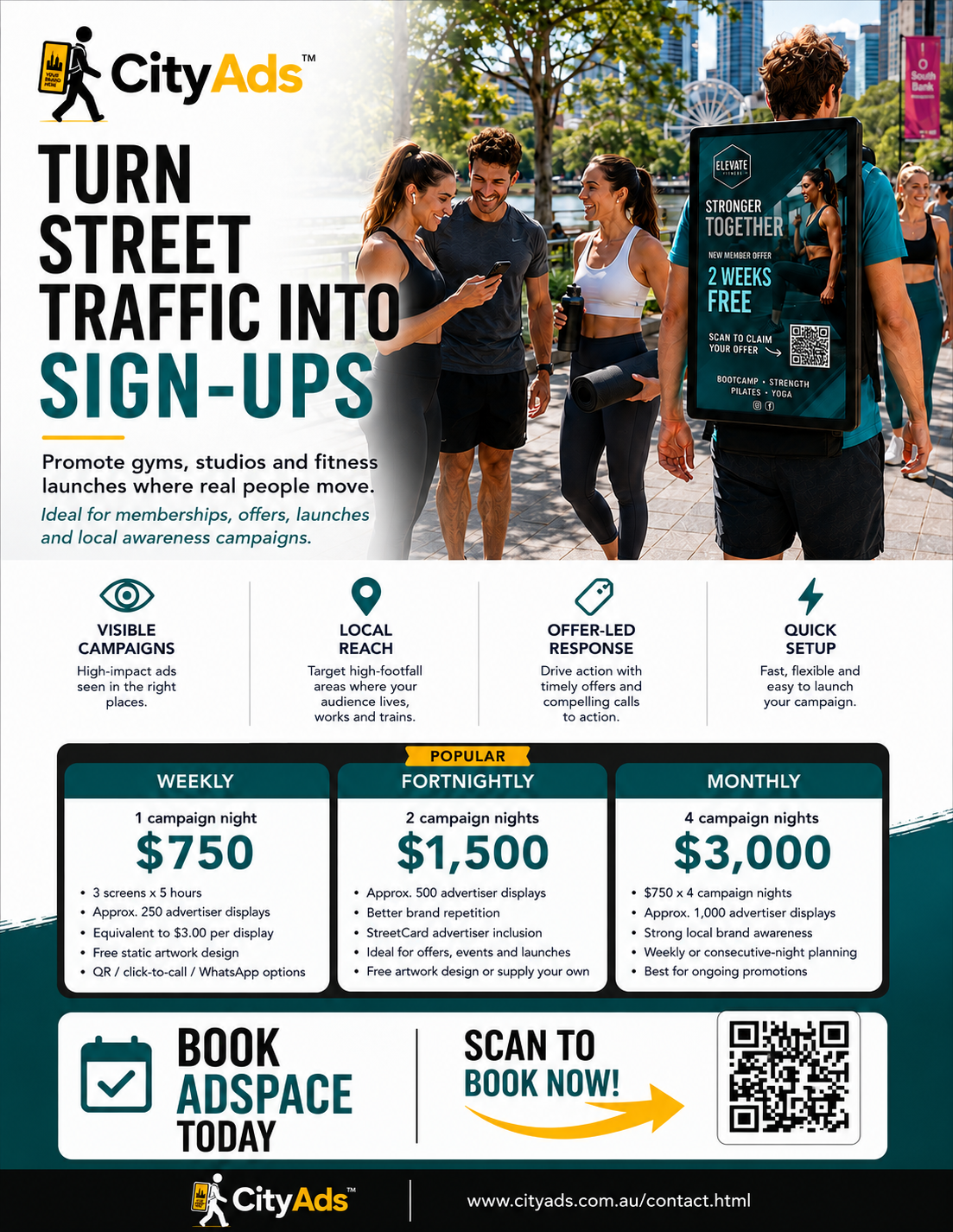 CityAds fitness membership advertising flyer