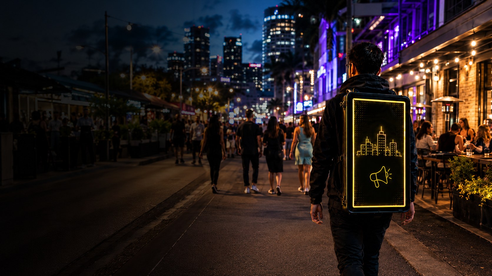 CityAds walking billboard advertising in Fortitude Valley nightlife precinct
