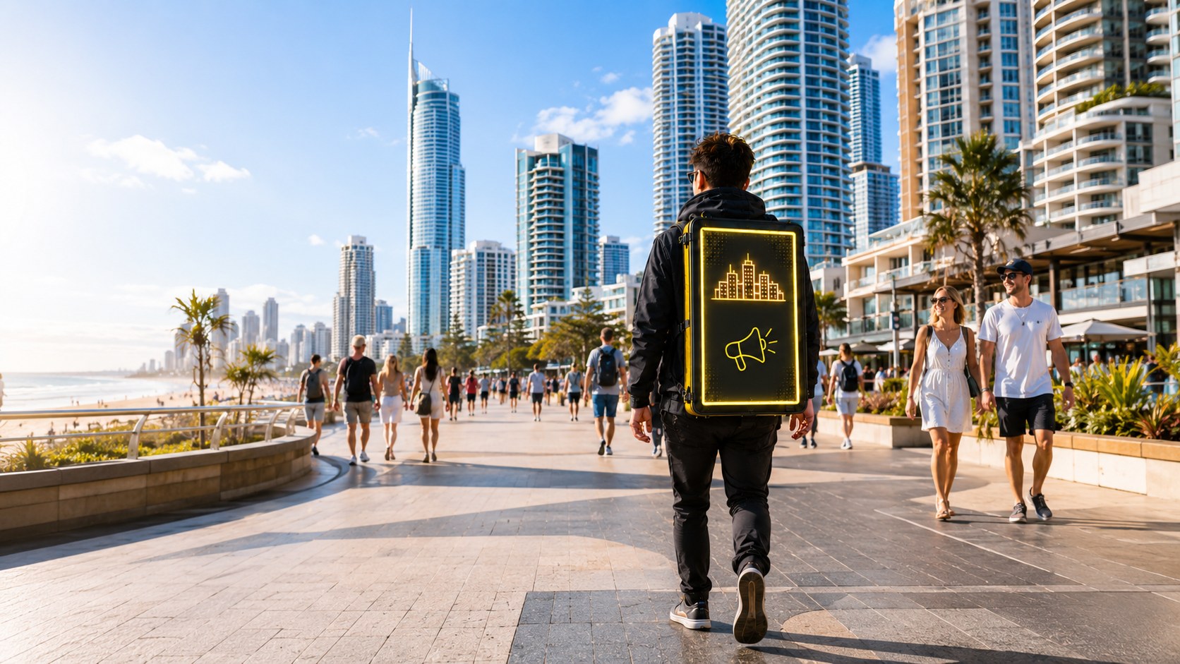 CityAds walking billboard advertising in Gold Coast city locations